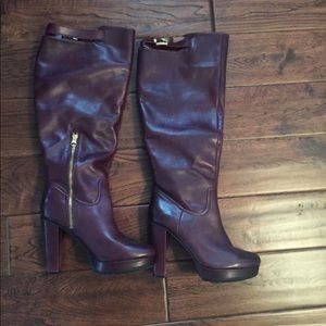 H & M LEATHER over knee platform boot